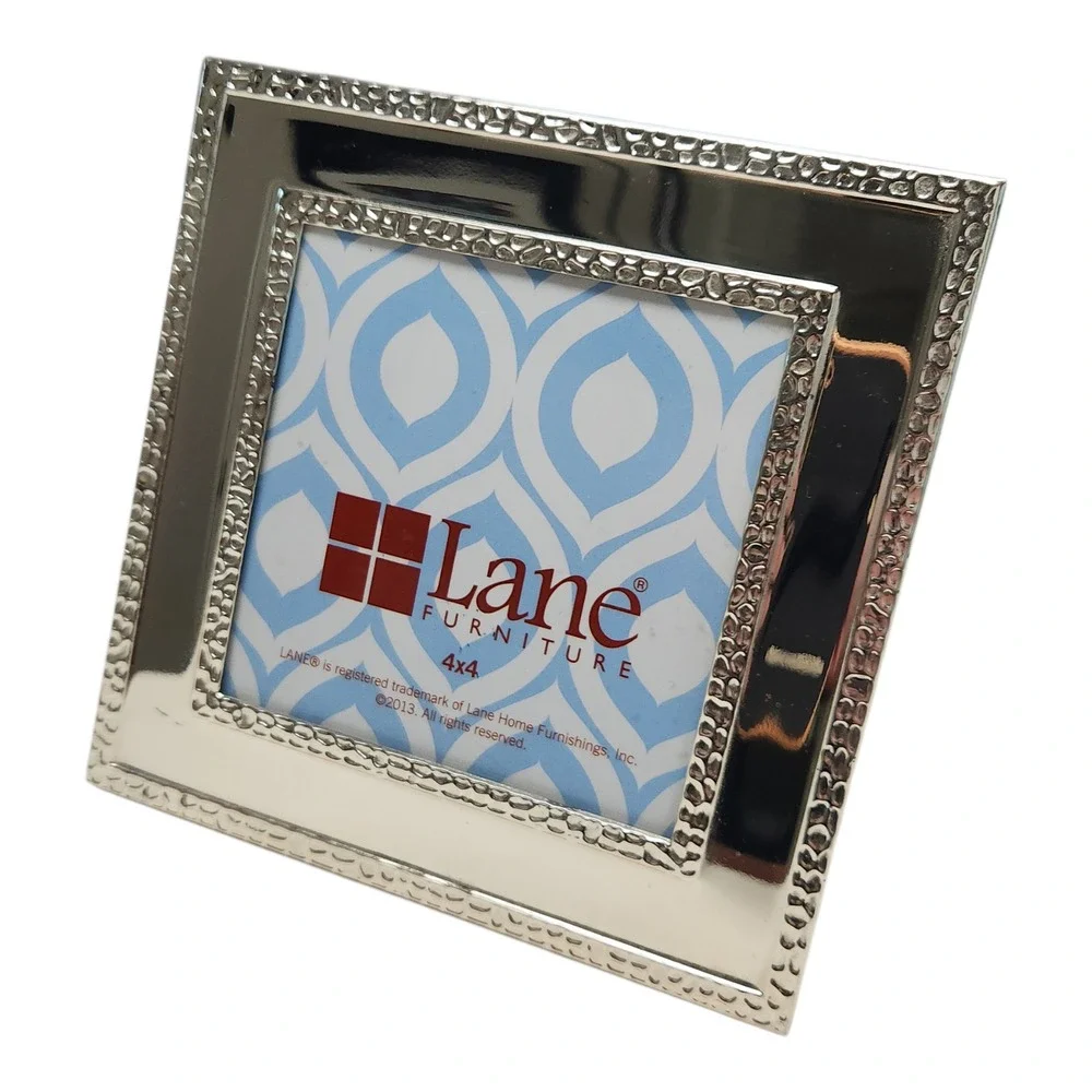 Lane Furniture Picture Frame Silver Tone Metal 4x4 in Square Tabletop Decor